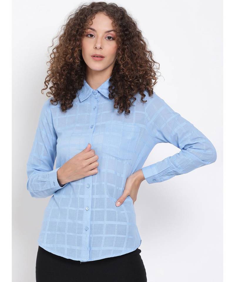 printed Blue Cotton   Shirt