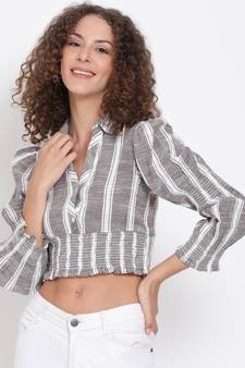 printed Grey Cotton   Top