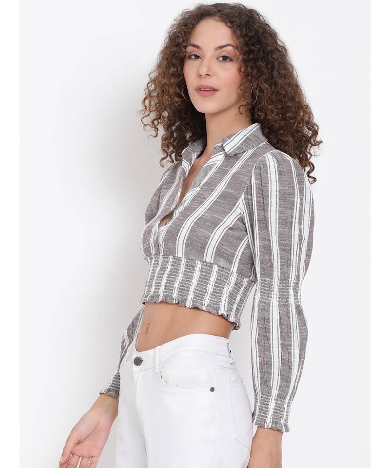 printed Grey Cotton   Top