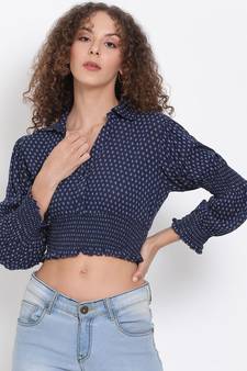printed blue Viscose   Top