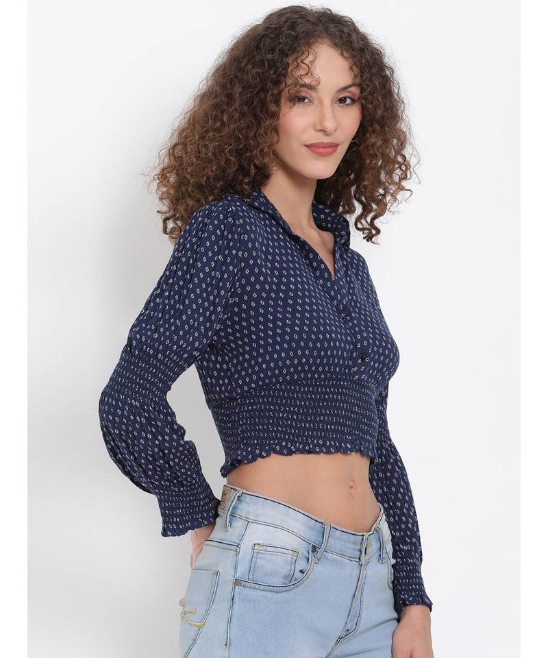 printed blue Viscose   Top