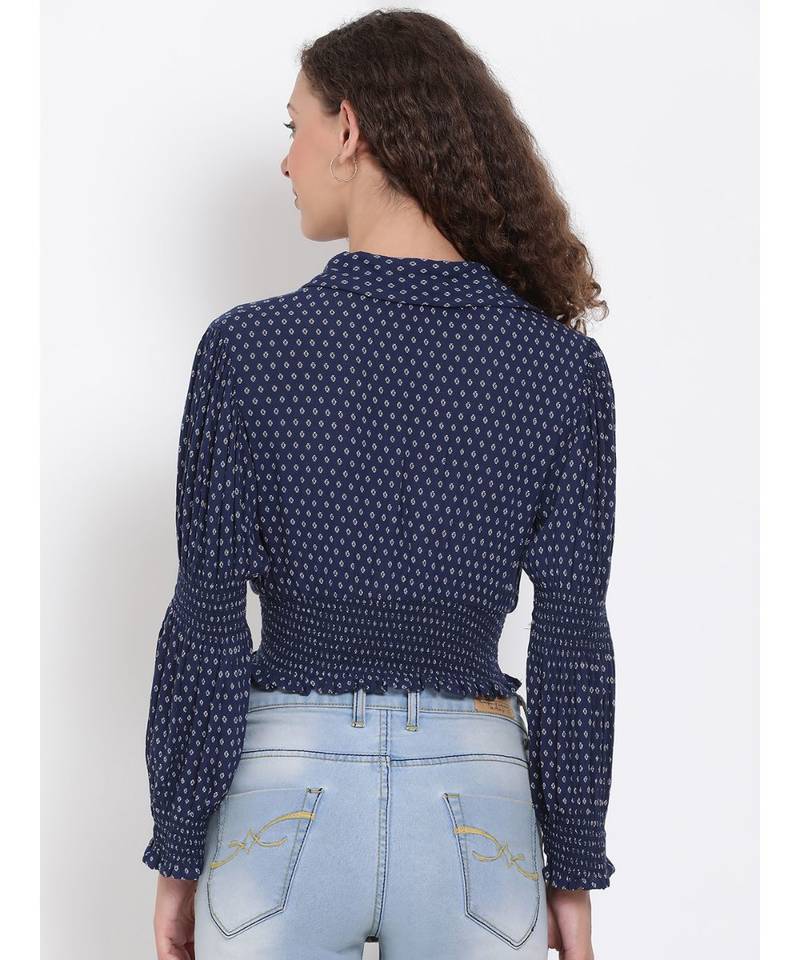 printed blue Viscose   Top