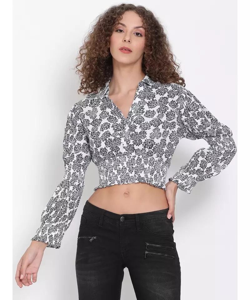 printed White Viscose   Top
