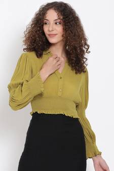 plain Olive Viscose   Top