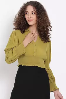 plain Olive Viscose   Top
