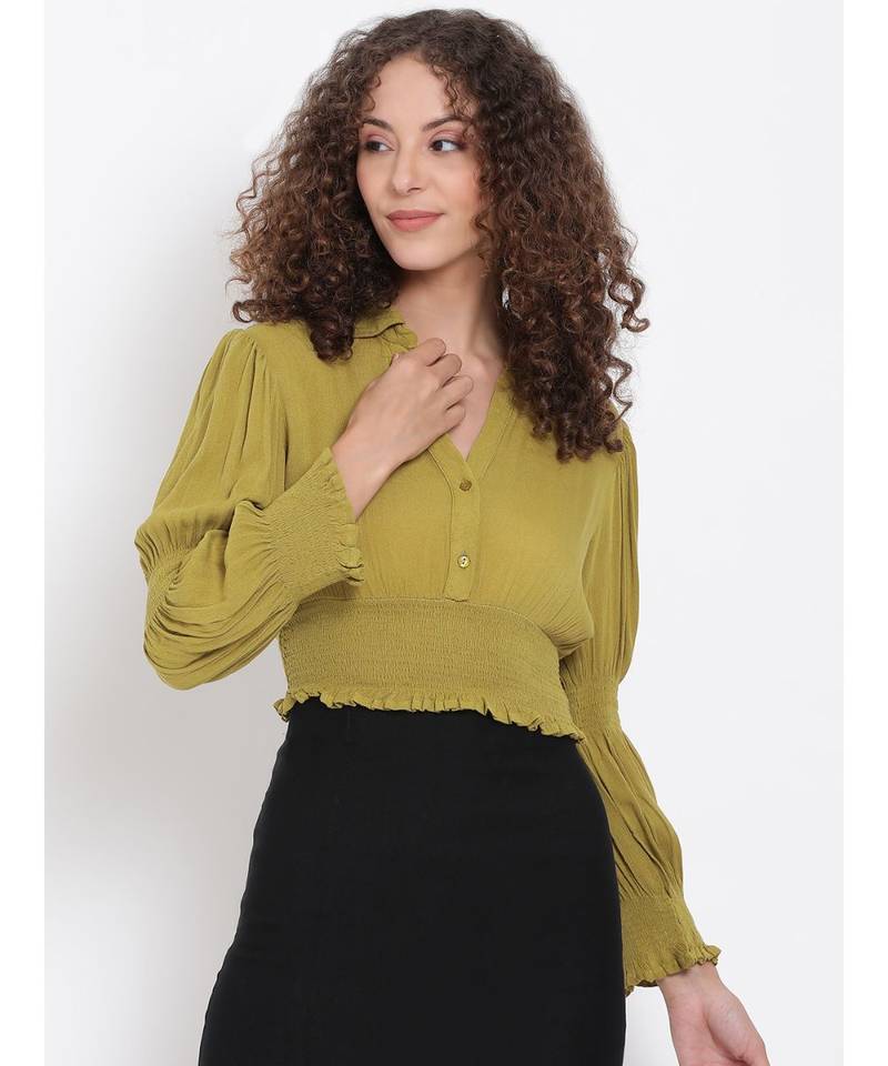 plain Olive Viscose   Top