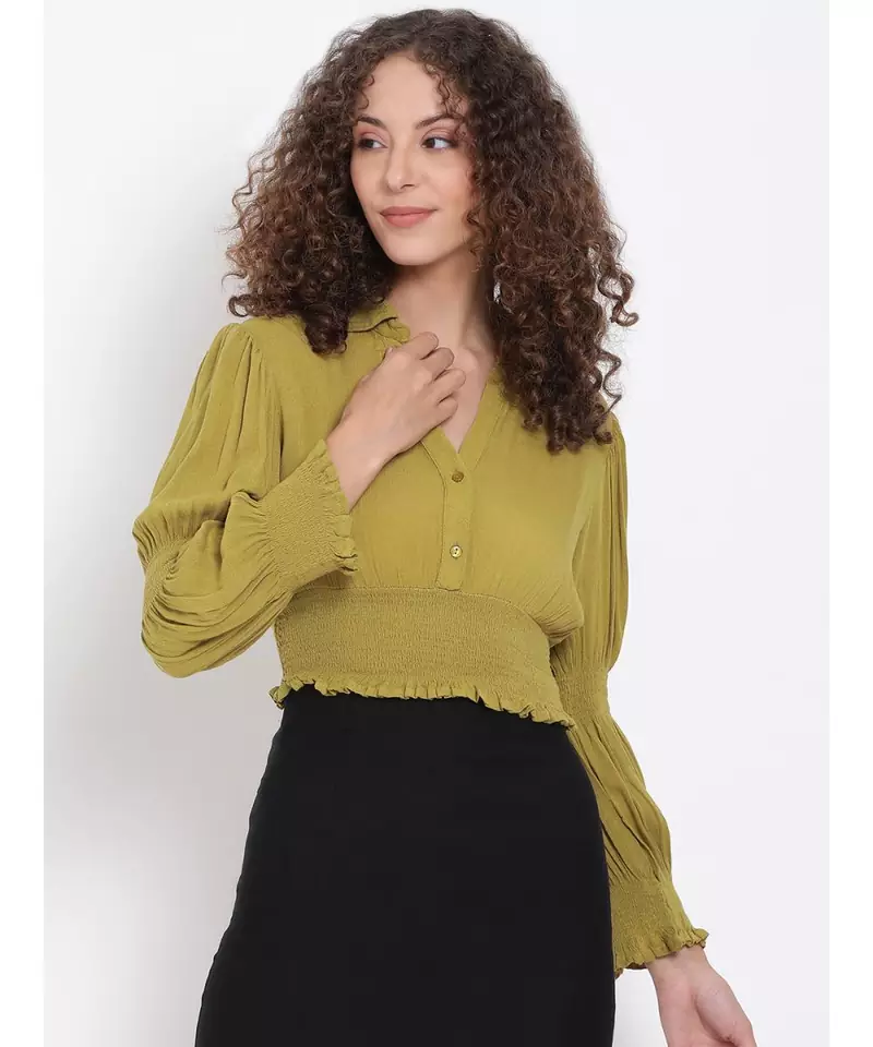 plain Olive Viscose   Top