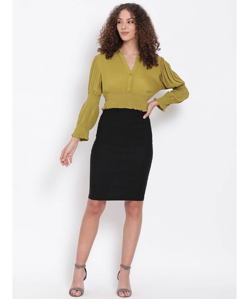 plain Olive Viscose   Top