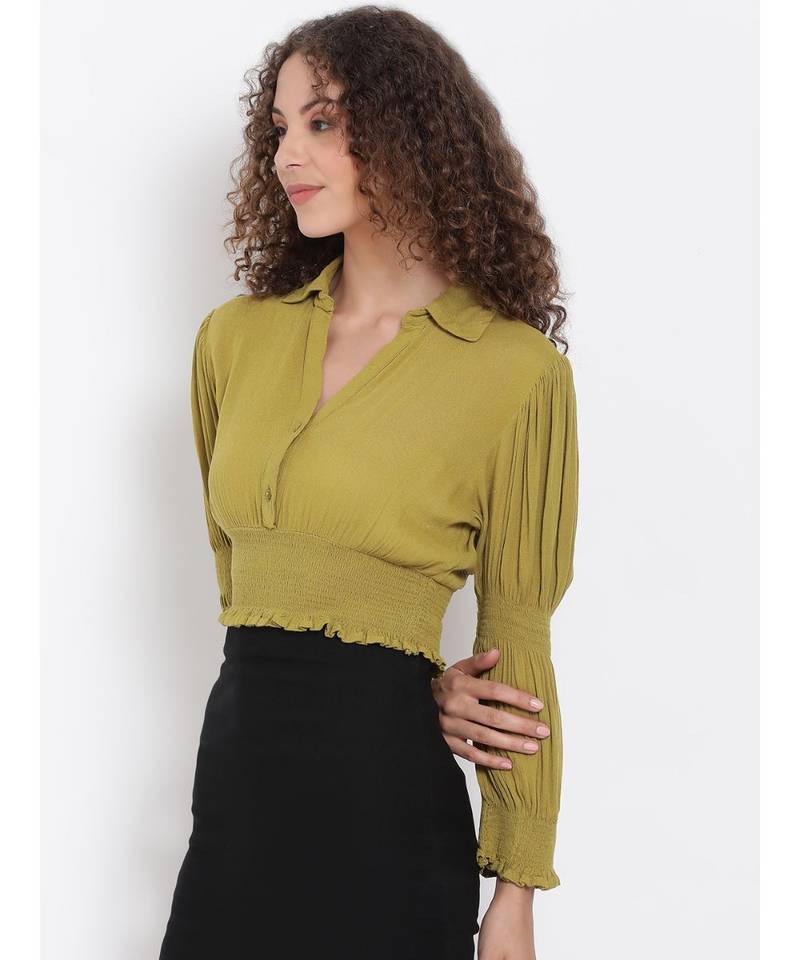 plain Olive Viscose   Top