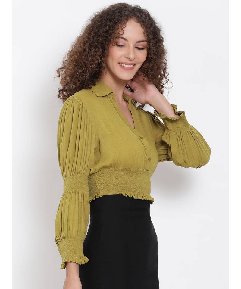 plain Olive Viscose   Top