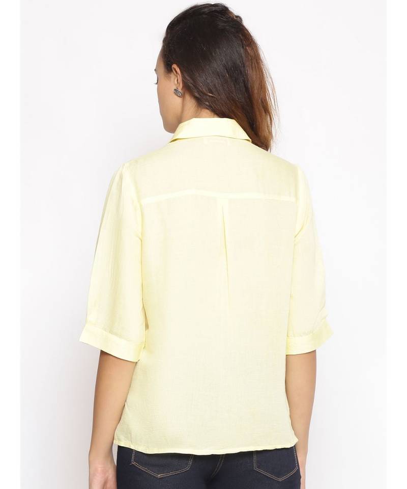 plain Yellow Cotton   Shirt