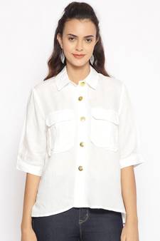 plain White Cotton   Shirt