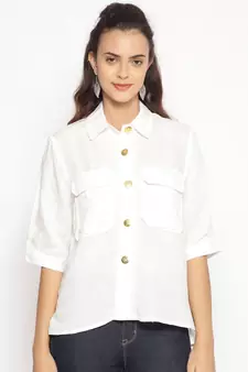 plain White Cotton   Shirt