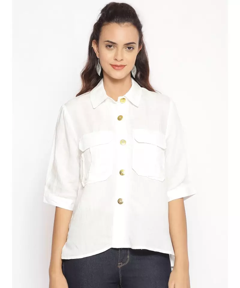 plain White Cotton   Shirt