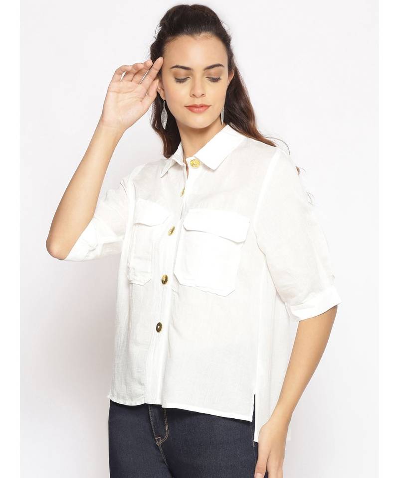 plain White Cotton   Shirt