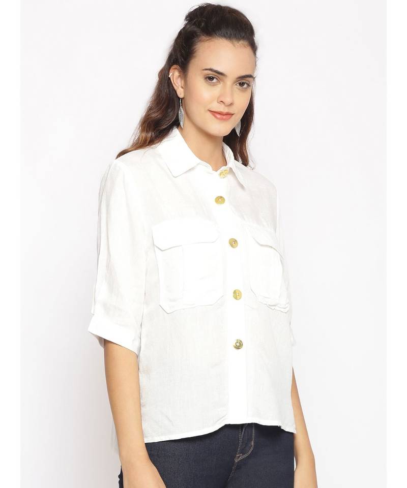 plain White Cotton   Shirt