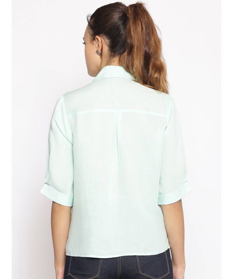 plain Green Cotton   Shirt