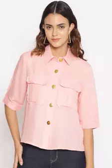 plain Pink Cotton   Shirt