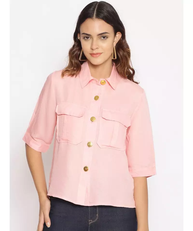 plain Pink Cotton   Shirt