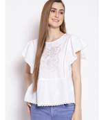 embroidered White Cotton   Top