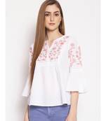 embroidered White Cotton   Top