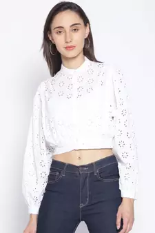 embroidered White Cotton   Shirt