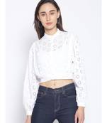 embroidered White Cotton   Shirt