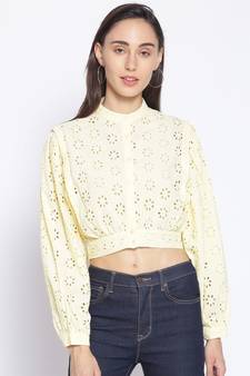 embroidered Yellow Cotton   Shirt