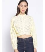 embroidered Yellow Cotton   Shirt