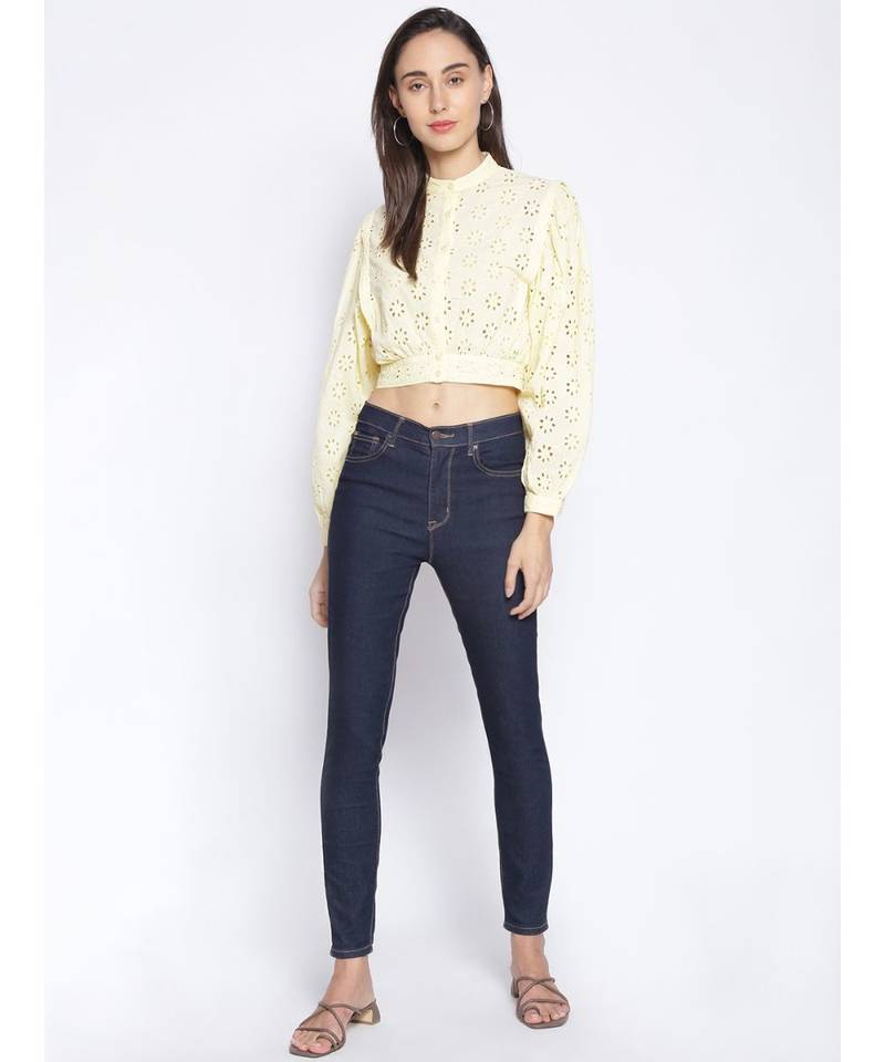 embroidered Yellow Cotton   Shirt