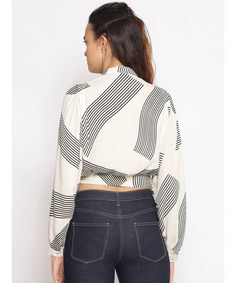 printed Cream Polyester   Shirt