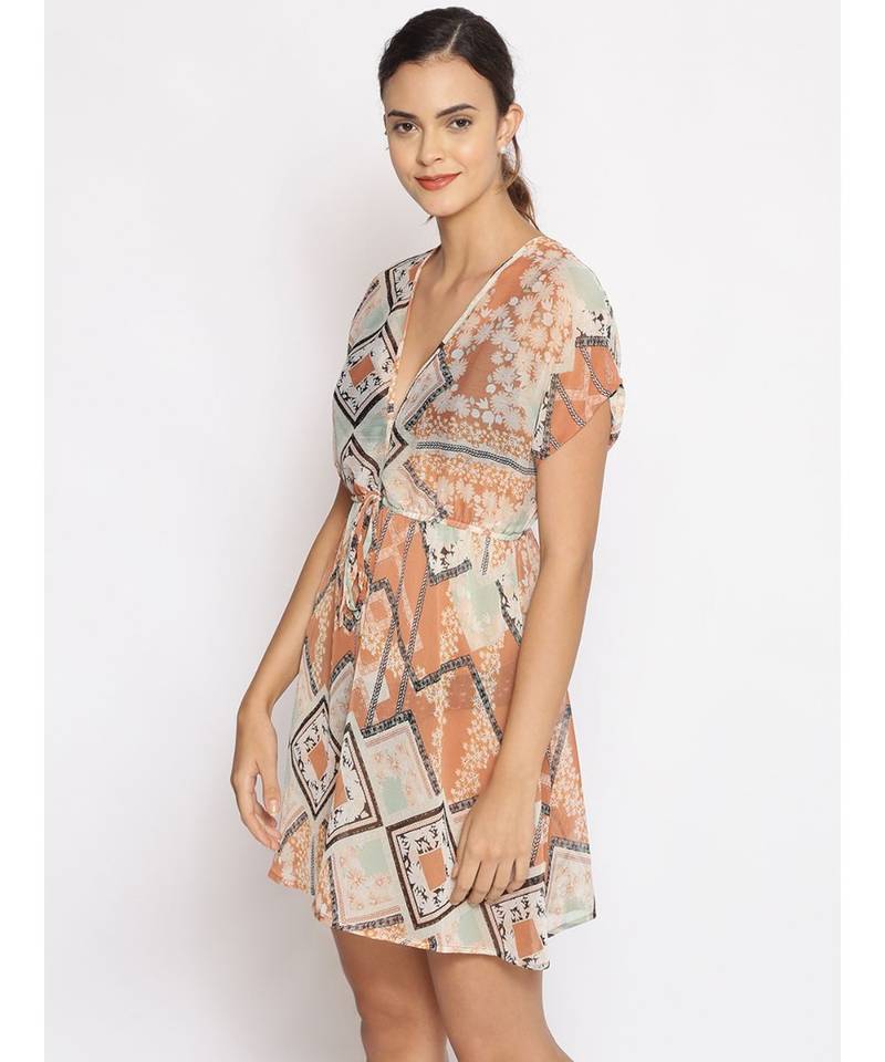 printed Multicolor Polyester   Dress