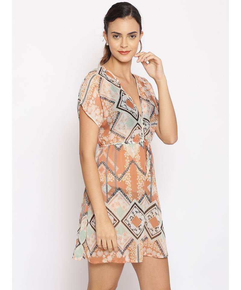 printed Multicolor Polyester   Dress