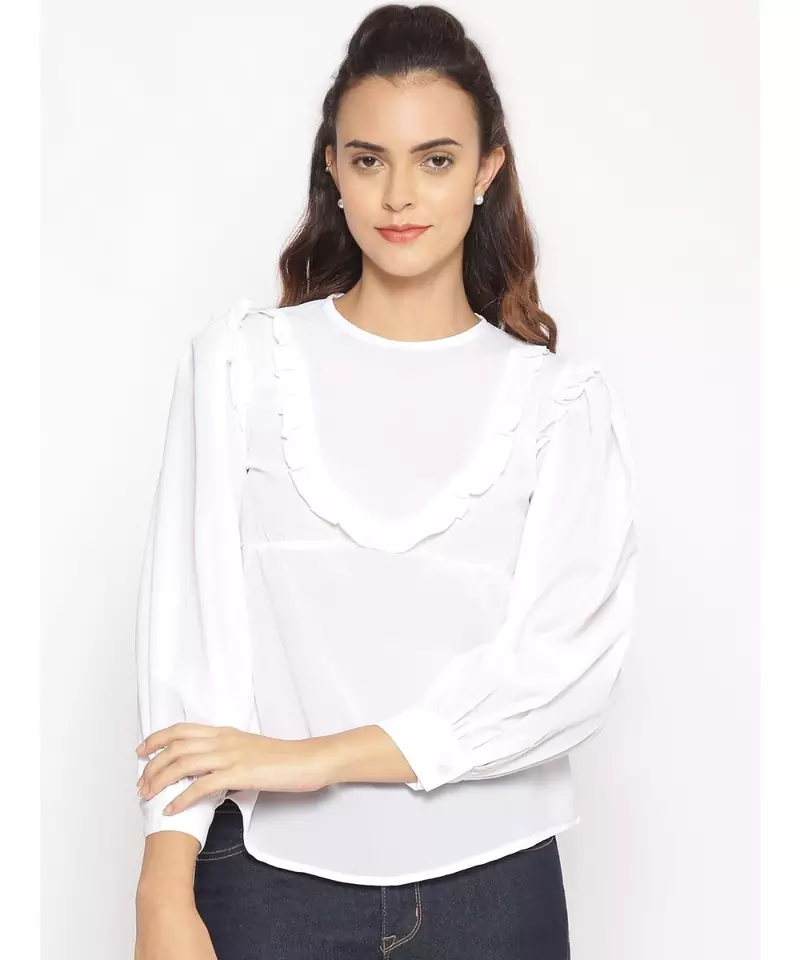 plain White Polyester   Top