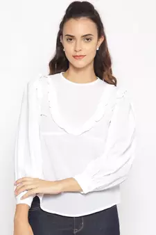 plain White Polyester   Top