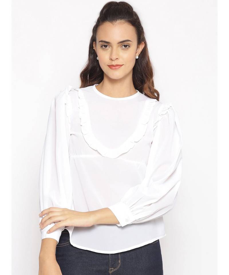 plain White Polyester   Top