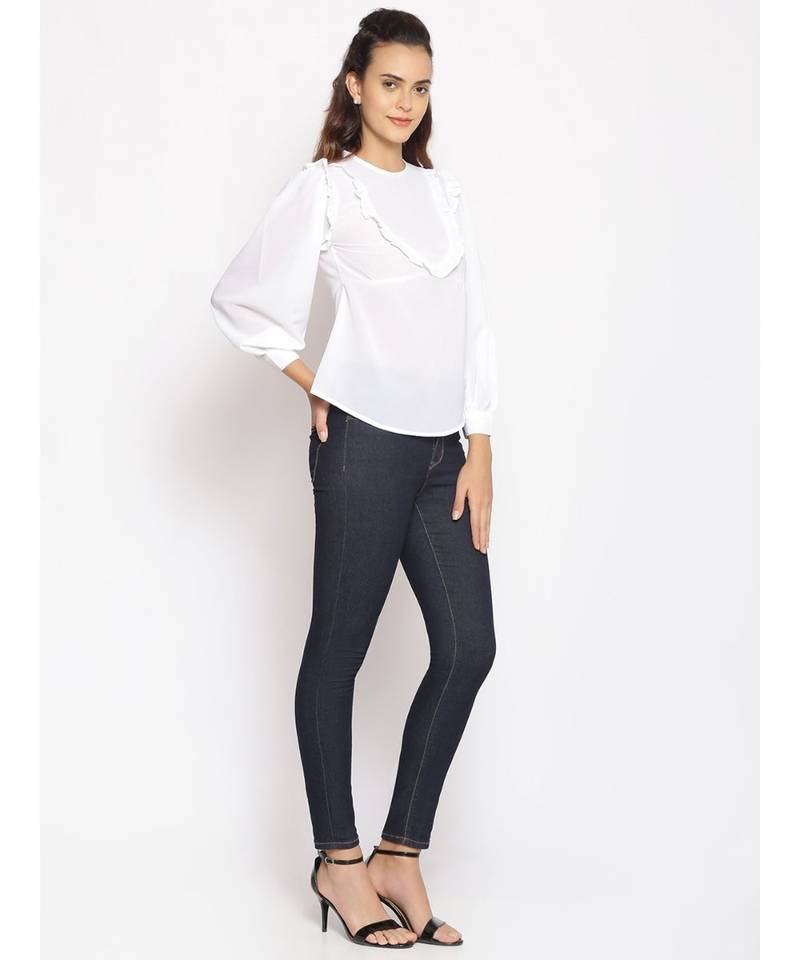 plain White Polyester   Top