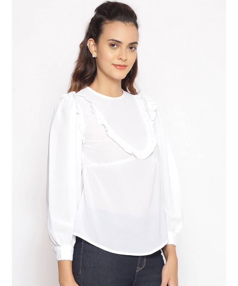 plain White Polyester   Top