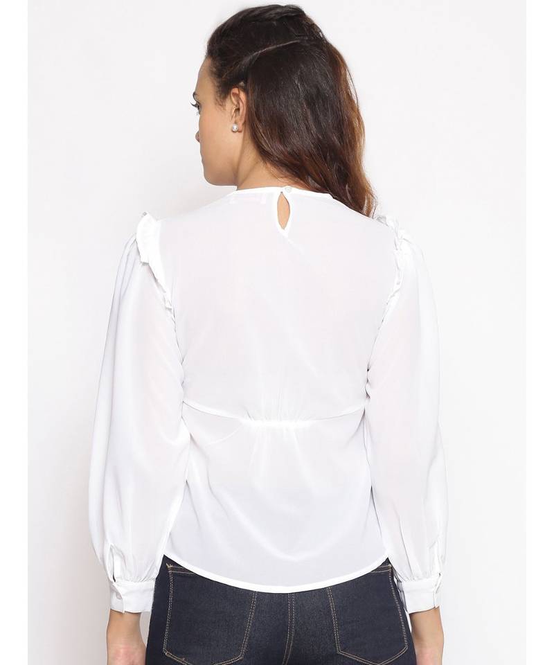 plain White Polyester   Top