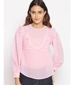 plain Pink Polyester   Top