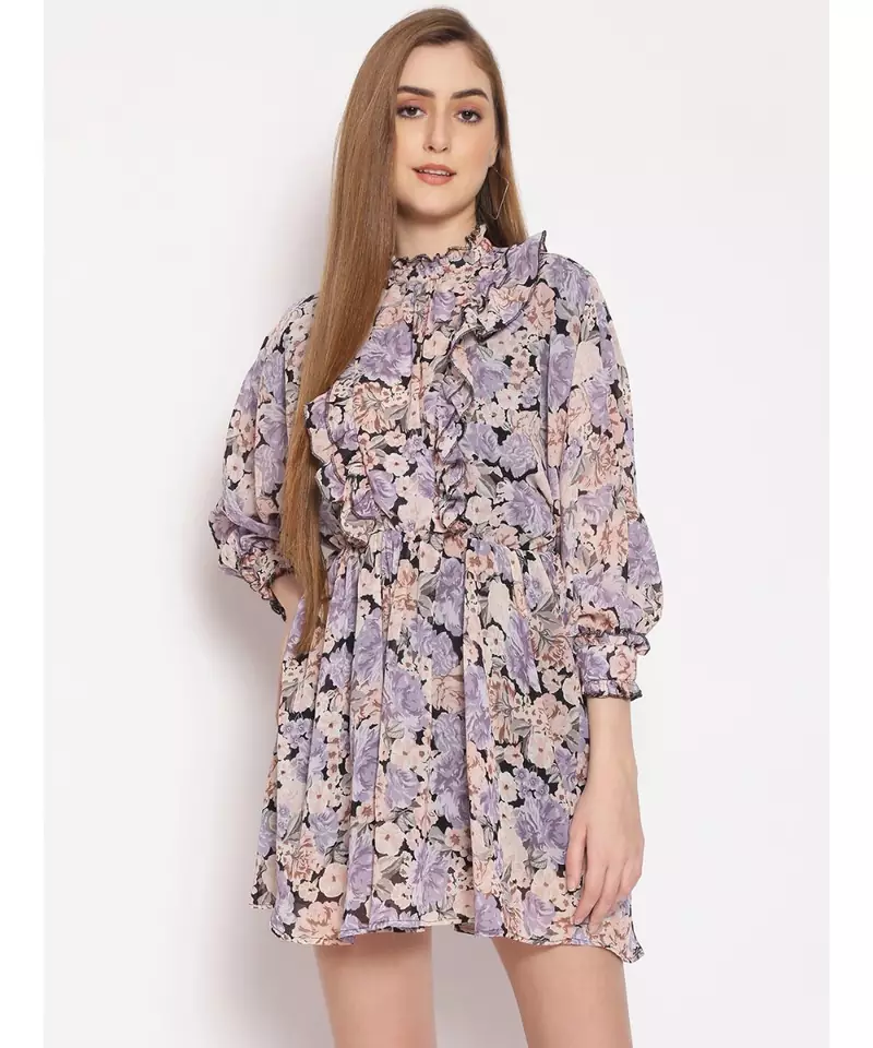 printed Multicolor Polyester   Dress