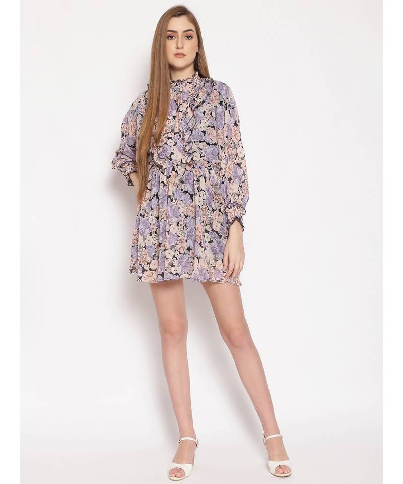 printed Multicolor Polyester   Dress