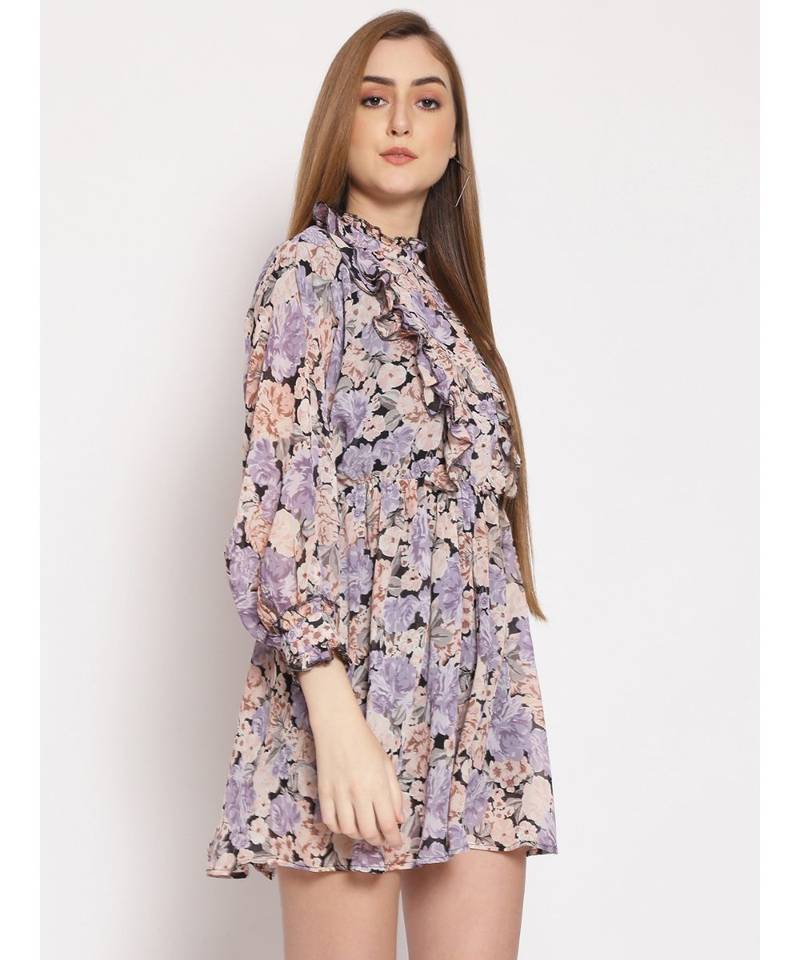 printed Multicolor Polyester   Dress