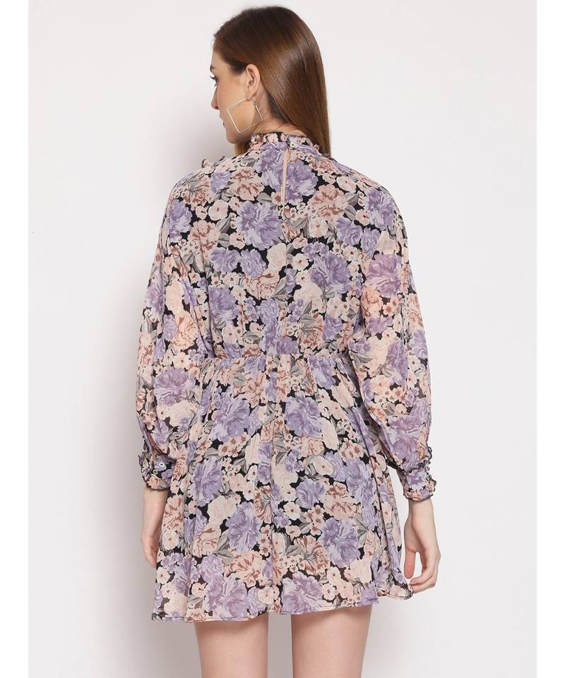 printed Multicolor Polyester   Dress