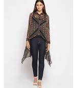 printed Black Polyester   Shrug