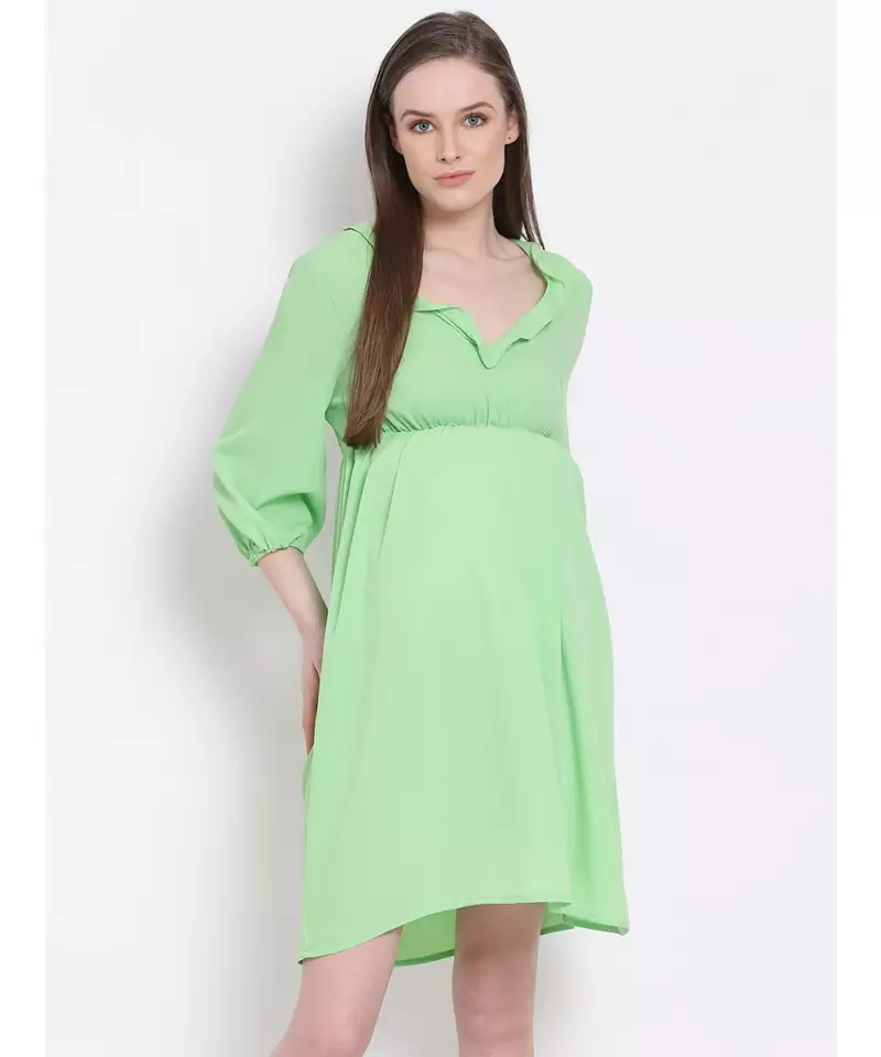 plain Green Viscose   Dress