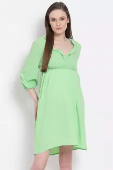 plain Green Viscose   Dress