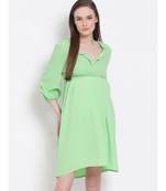 plain Green Viscose   Dress