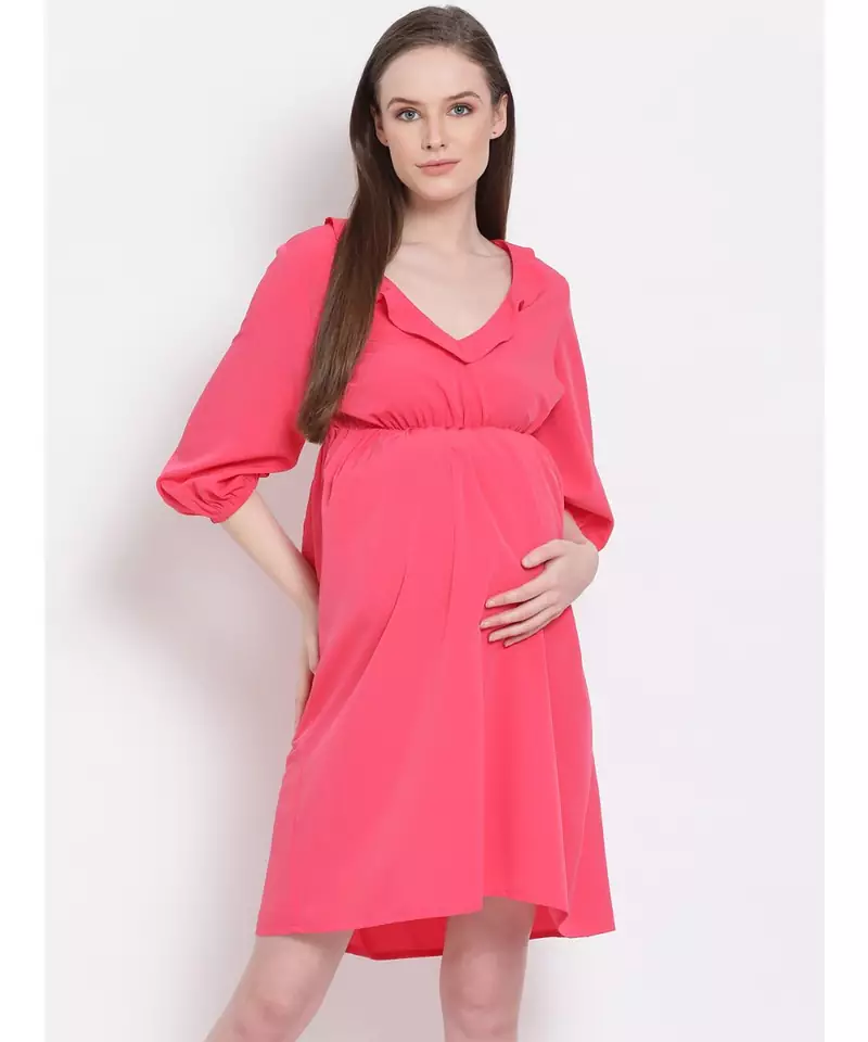 plain Pink Viscose   Dress