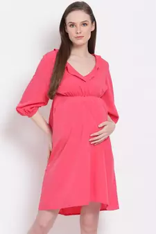plain Pink Viscose   Dress